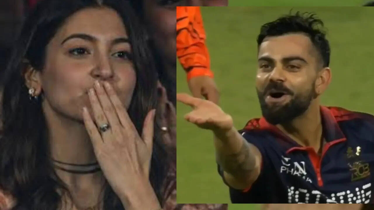 Virat throws flying kisses at Anushka, netizens can't keep calm: VIDEO