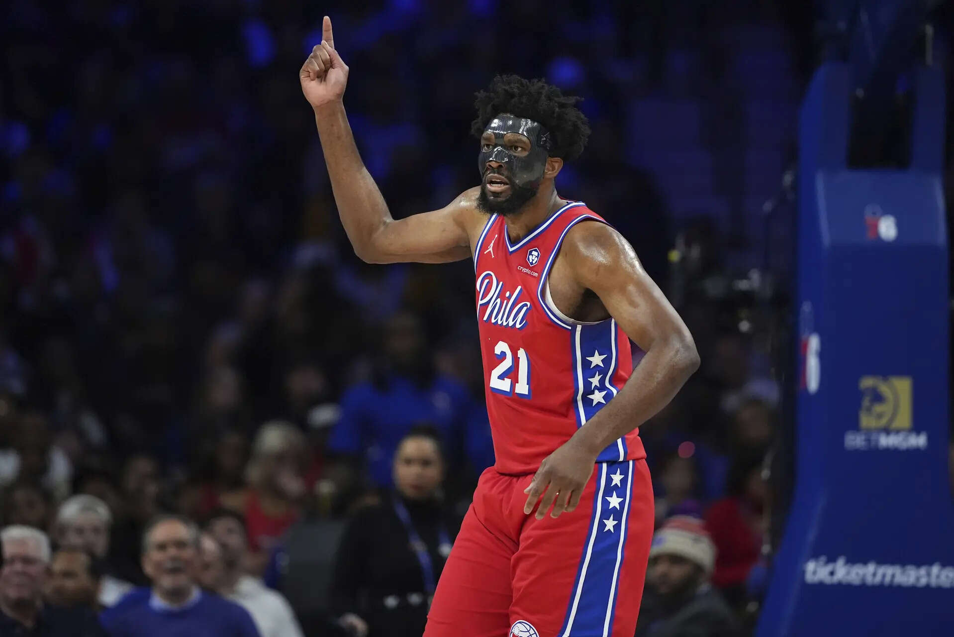 Philadelphia 76ers' Joel Embiid reacts after being fouled during the first half of an NBA basketball game against the Charlotte Hornets, Friday, Dec. 20, 2024, in Philadelphia. (AP Photo/Matt Slocum) Philadelphia 76ers star Joel Embiid working through injuries and mental health struggles