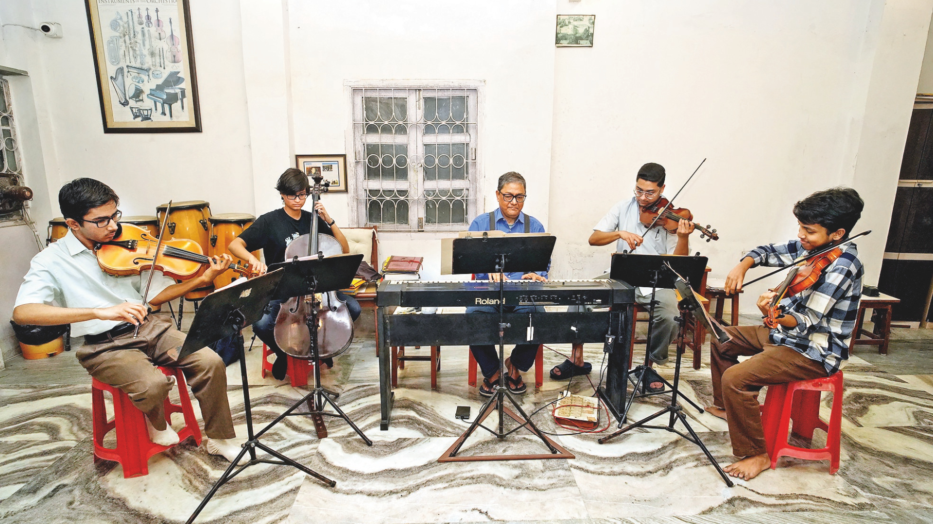 Mazumder with his students