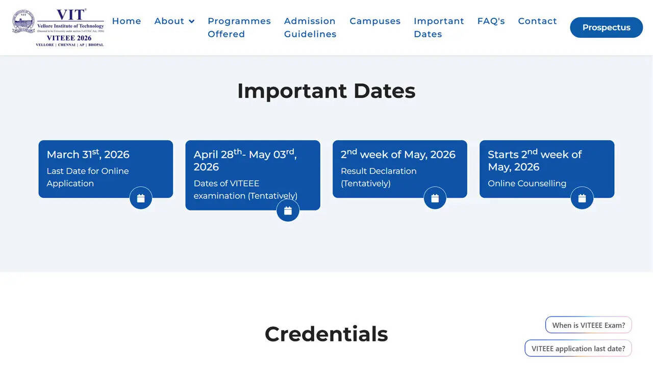 VITEEE 2026 registration closes March 31; here's how to apply online at viteee.vit.ac.in