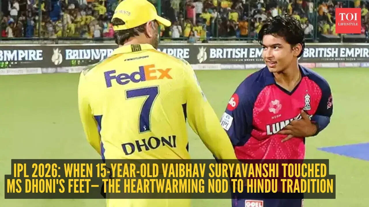 IPL 2026: When 15-year-old Vaibhav Suryavanshi touched MS Dhoni's feet— The heartwarming nod to Hindu tradition
