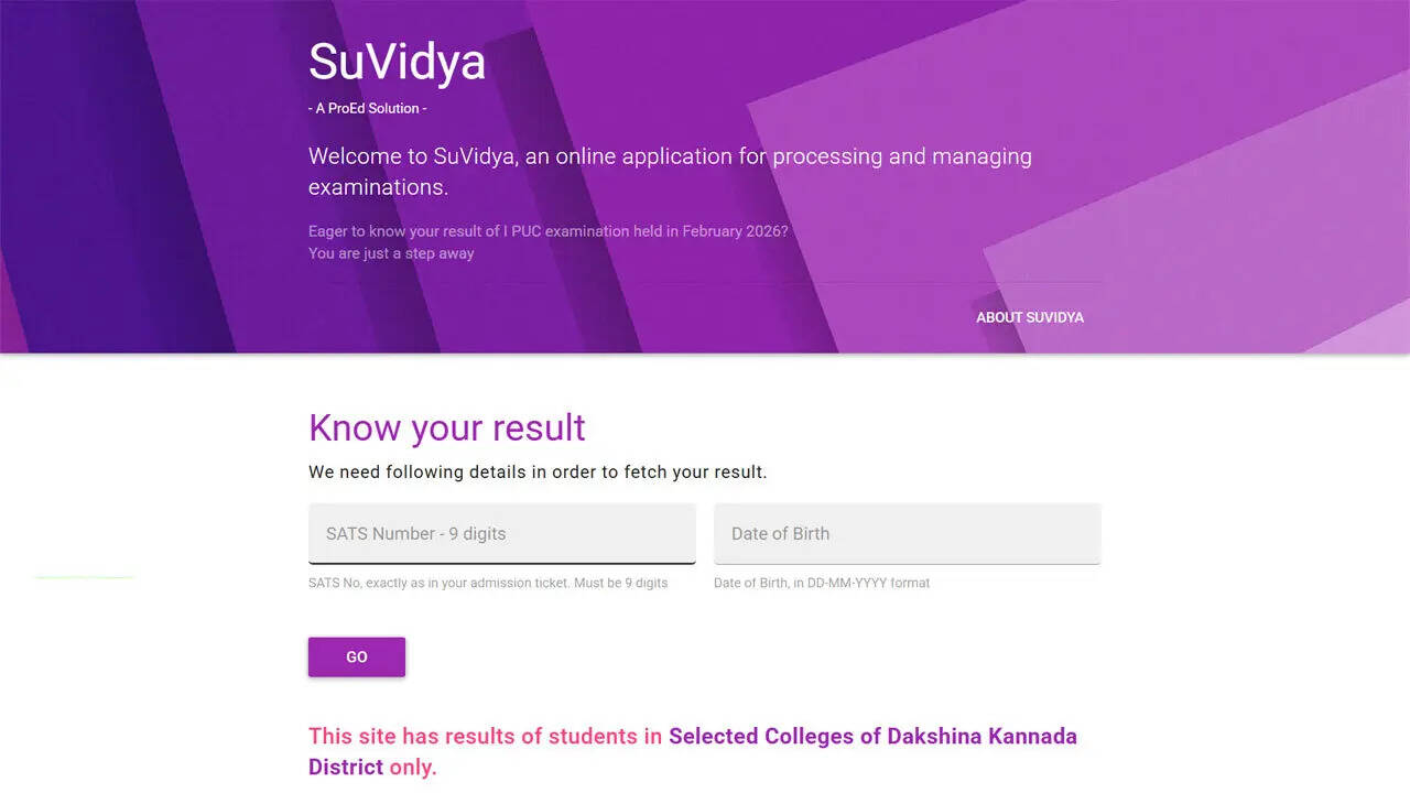 Karnataka 1st PUC results 2026 declared; state board releases marks memo via official portal