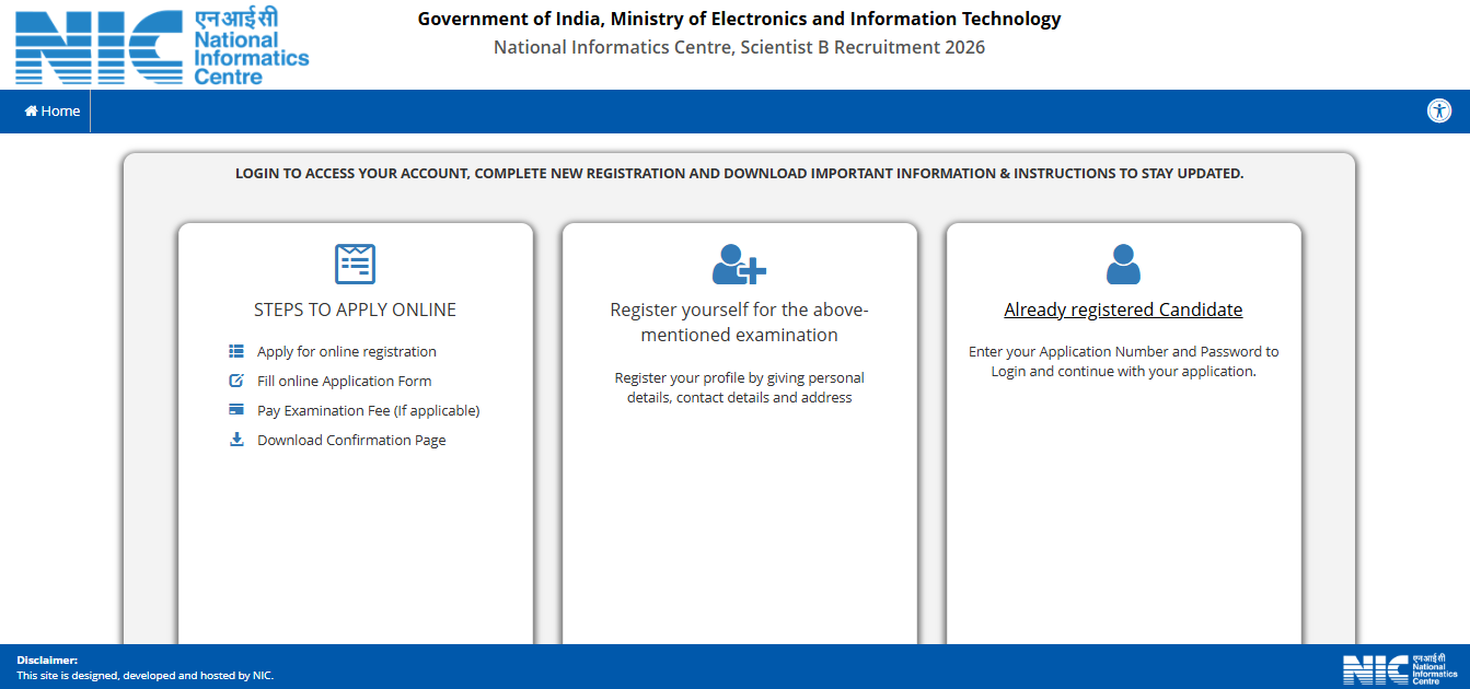 NIC recruitment 2026: Applications open for 243 Scientist B posts, direct link to register here