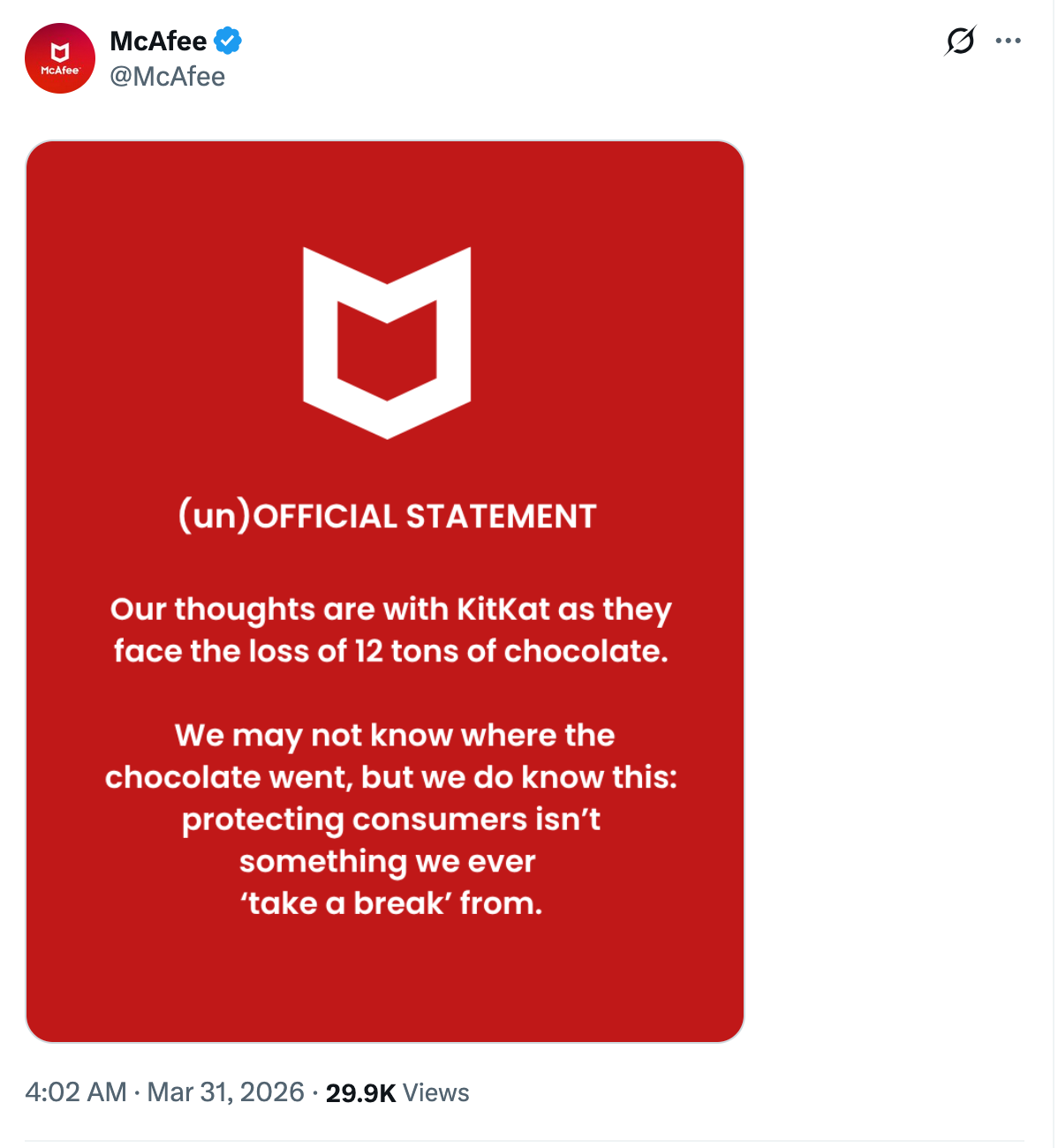 McAfee on KitKat heist