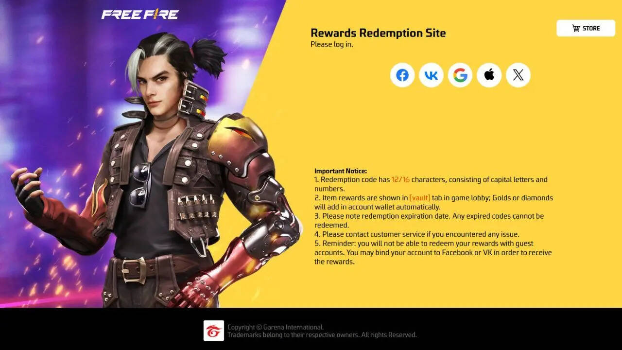 Garena Official Website Garena Free Fire MAX redeem codes