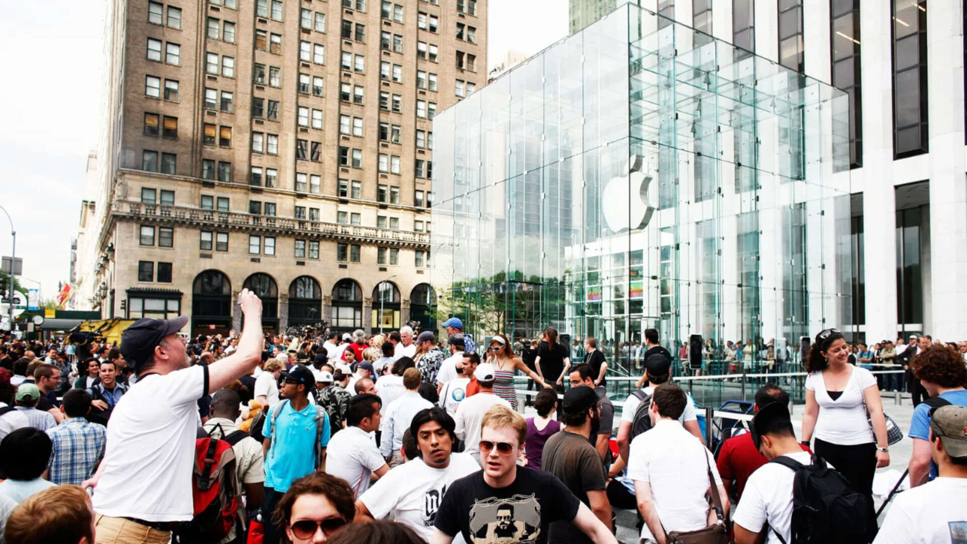 And the trend of people lining up outside stores to buy a phone began