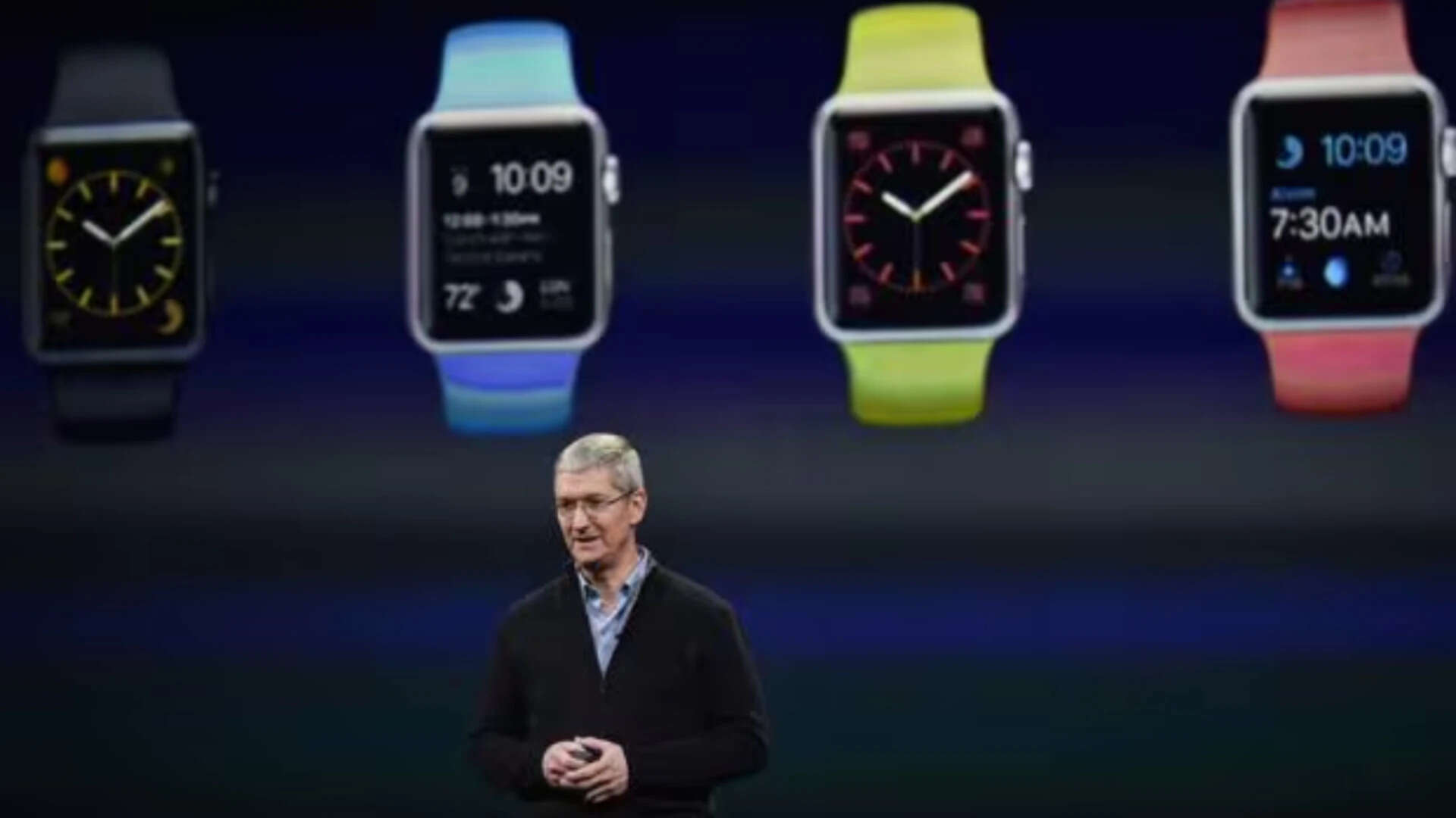 Tim Cook introduces the Apple Watch in 2015—the first product launched without Jobs, and the one that quietly turned Apple into a health company