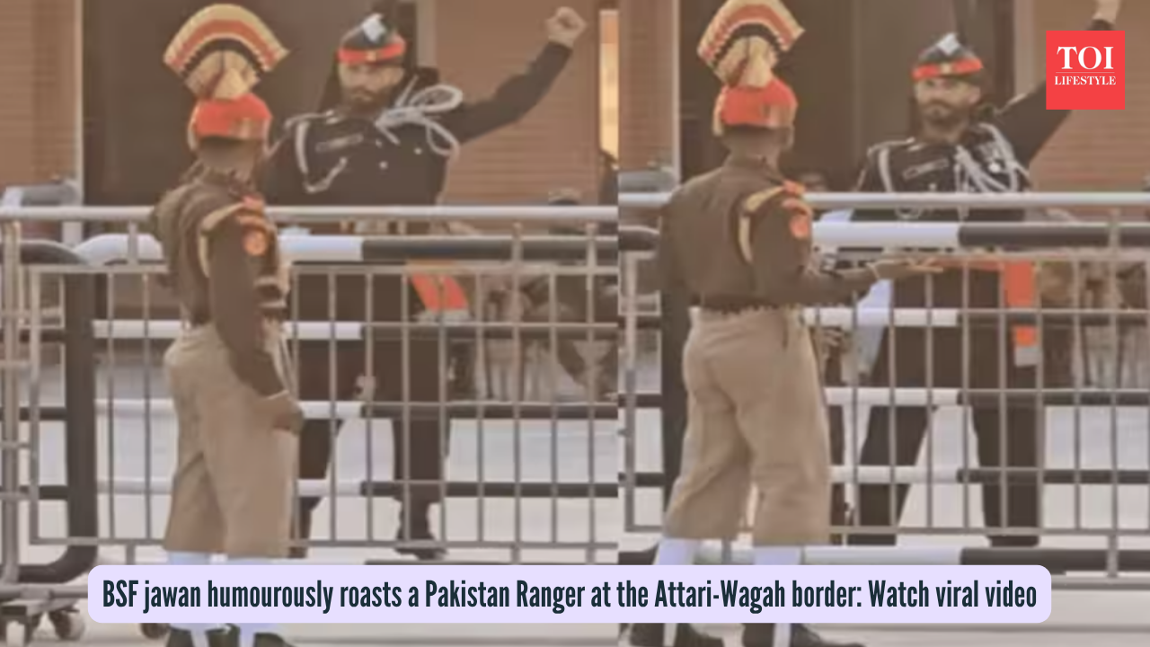 BSF jawan humourously roasts a Pakistan Ranger at the Attari-Wagah border Watch viral video