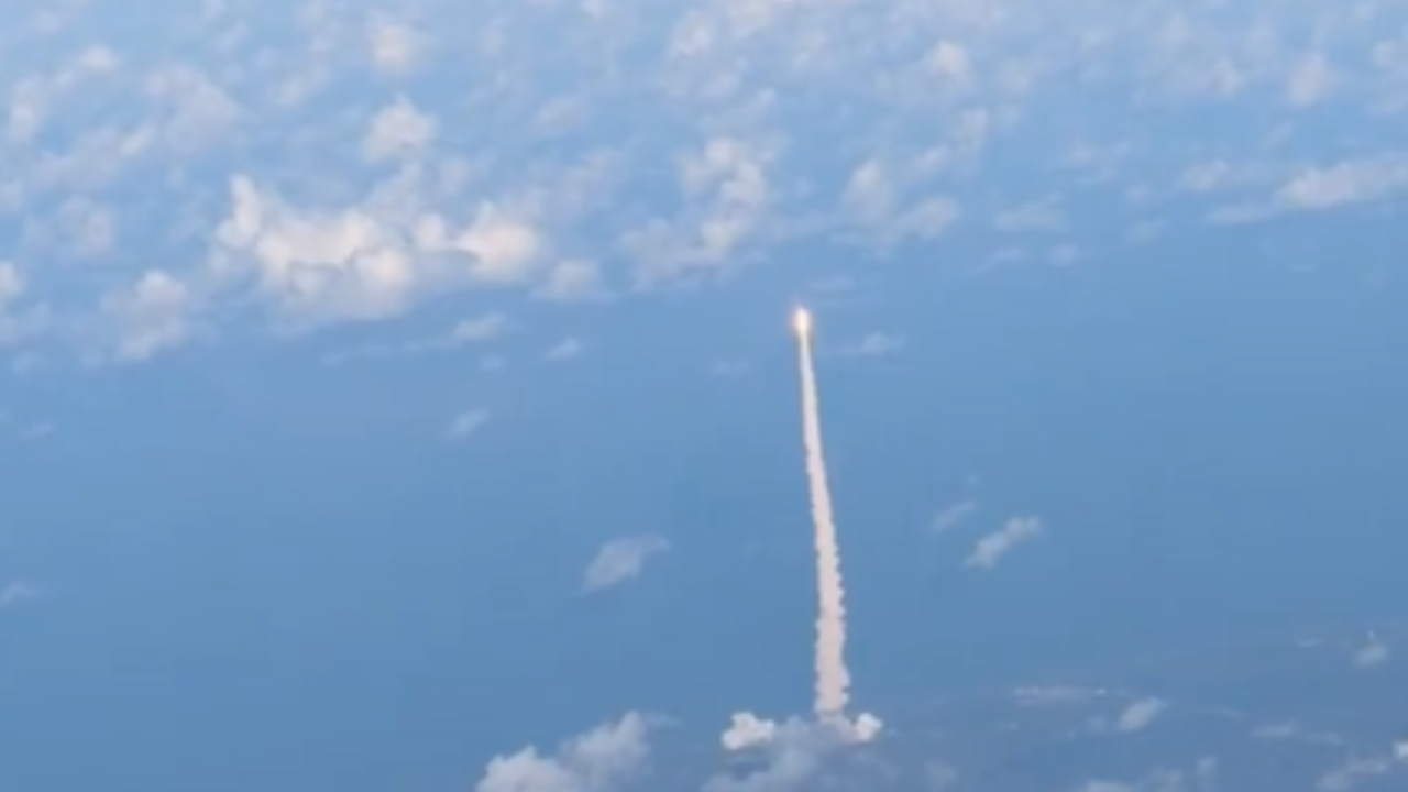 Watch: Artemis II launch captured from inside commercial jet over Kennedy Space Center