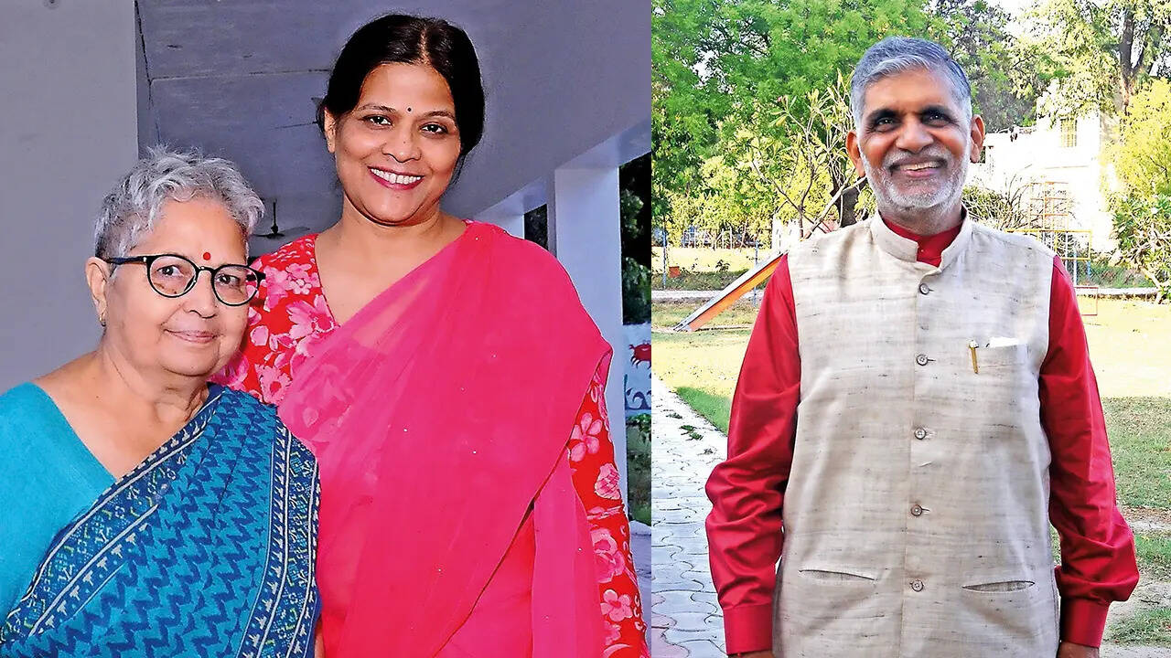 (L) Dr Shaila Khanna and Anuradha Chauhan (R) Sudhir Halwasiya