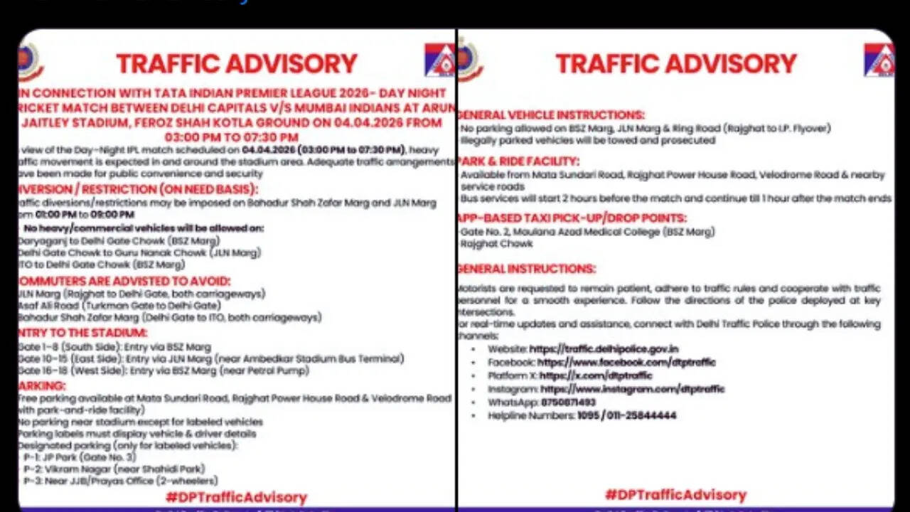 Delhi traffic advisory