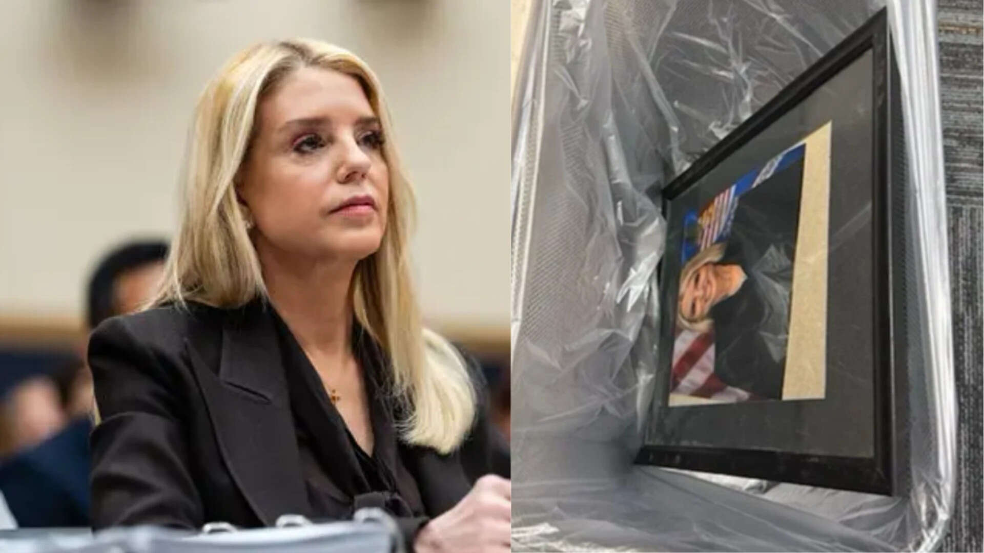 Pam Bondi’s portrait found in trash can a day after Trump axed her as attorney general