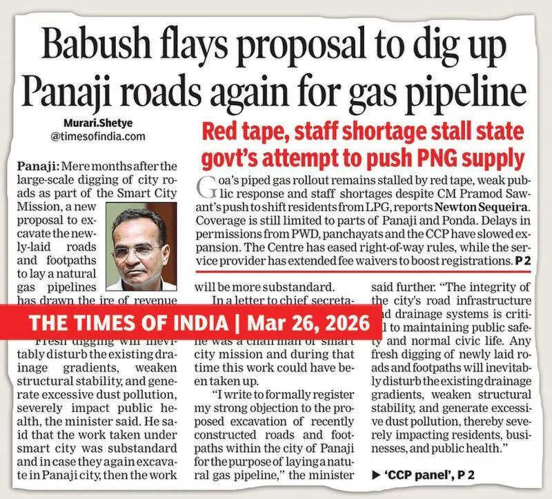 Govt to ignore Babush, dig Panaji again for gas pipeline