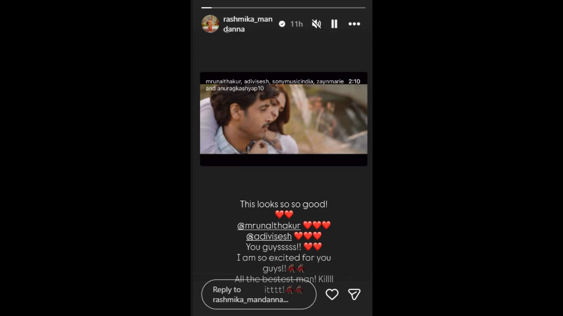 Rashmika Mandanna IG story