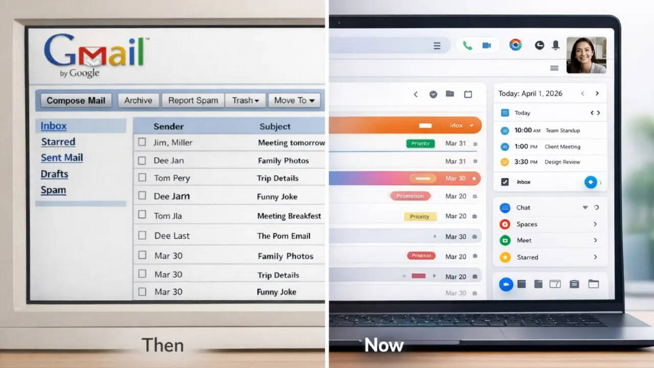 Gmail 2004 vs now