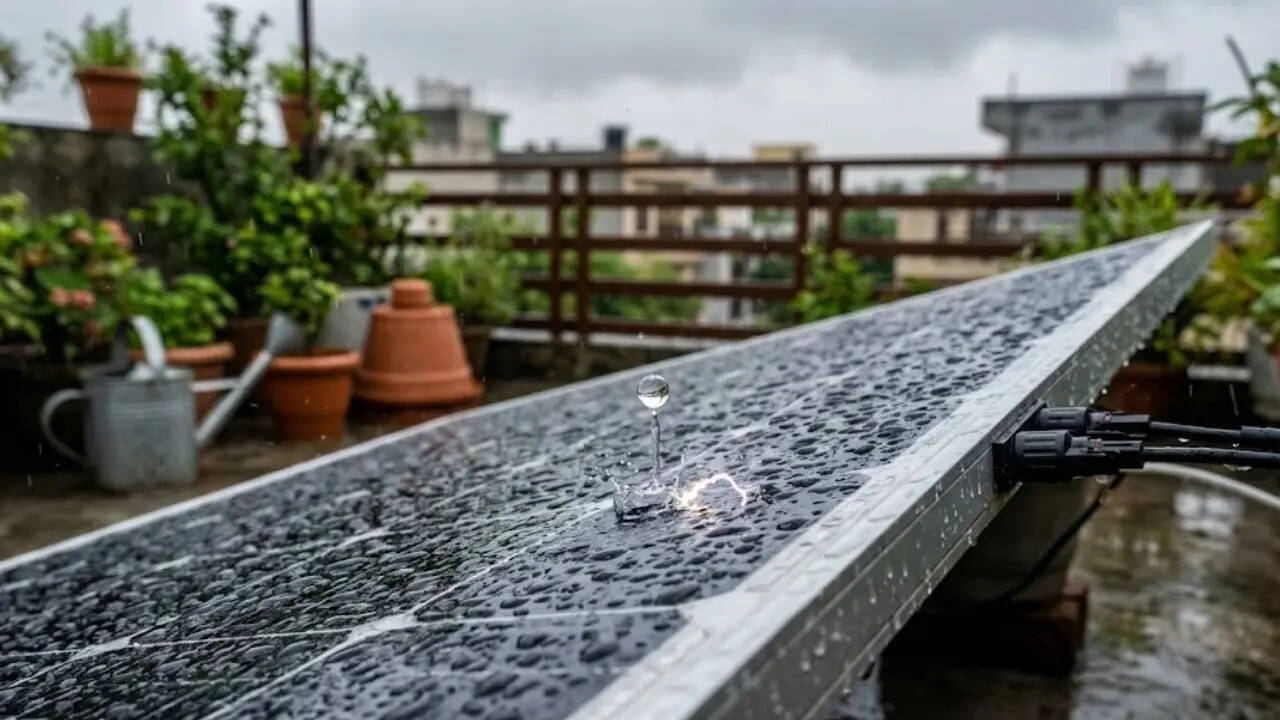 This solar panel makes electricity from rain, and a single drop can generate 110 volts