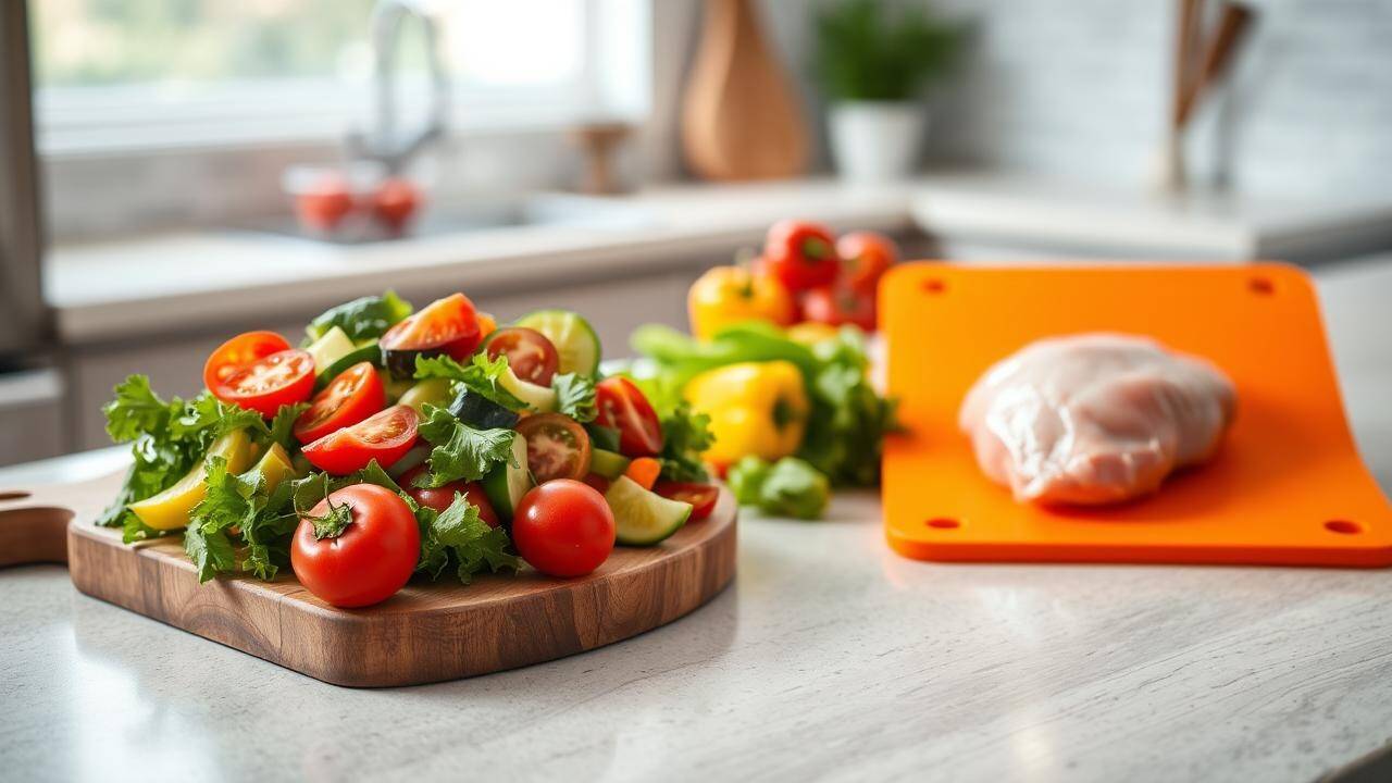 Fresh Salad and Chicken Prep