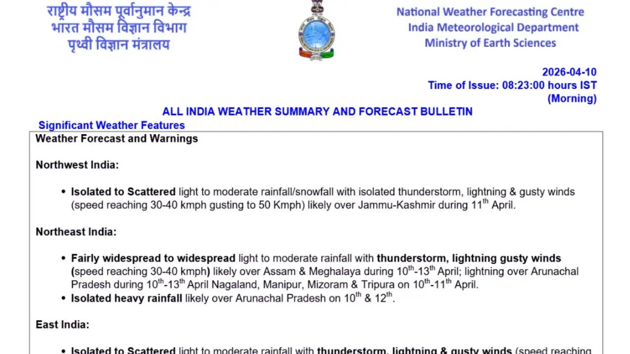 IMD all India weather bulletin