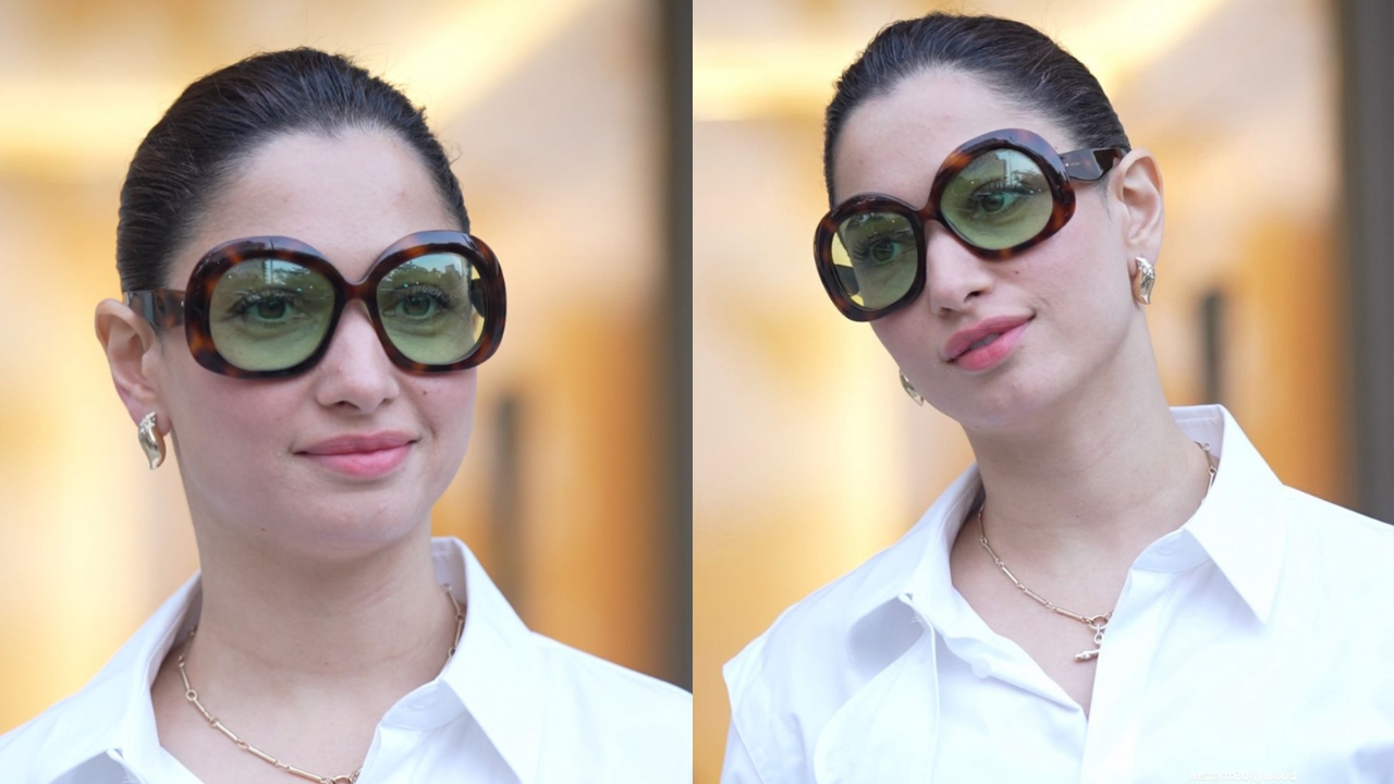 Tamannaah Bhatia Steps Out in Statement Bug-Eye Frames