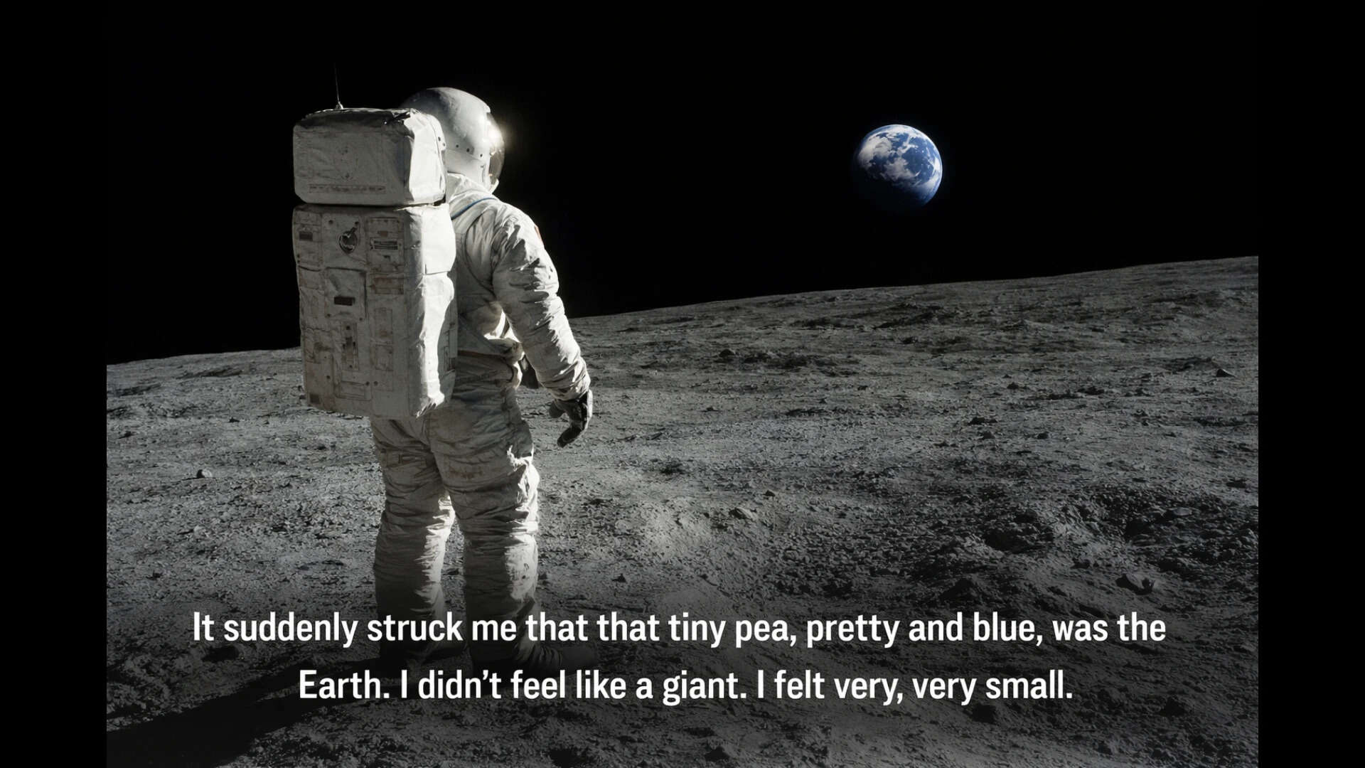 Astronaut gazing at Earth from the Moon