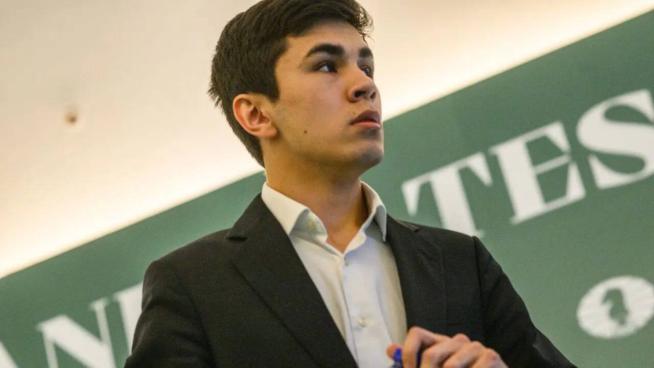 Javokhir Sindarov at Candidates tournament (Photo by Michal Walusza)
