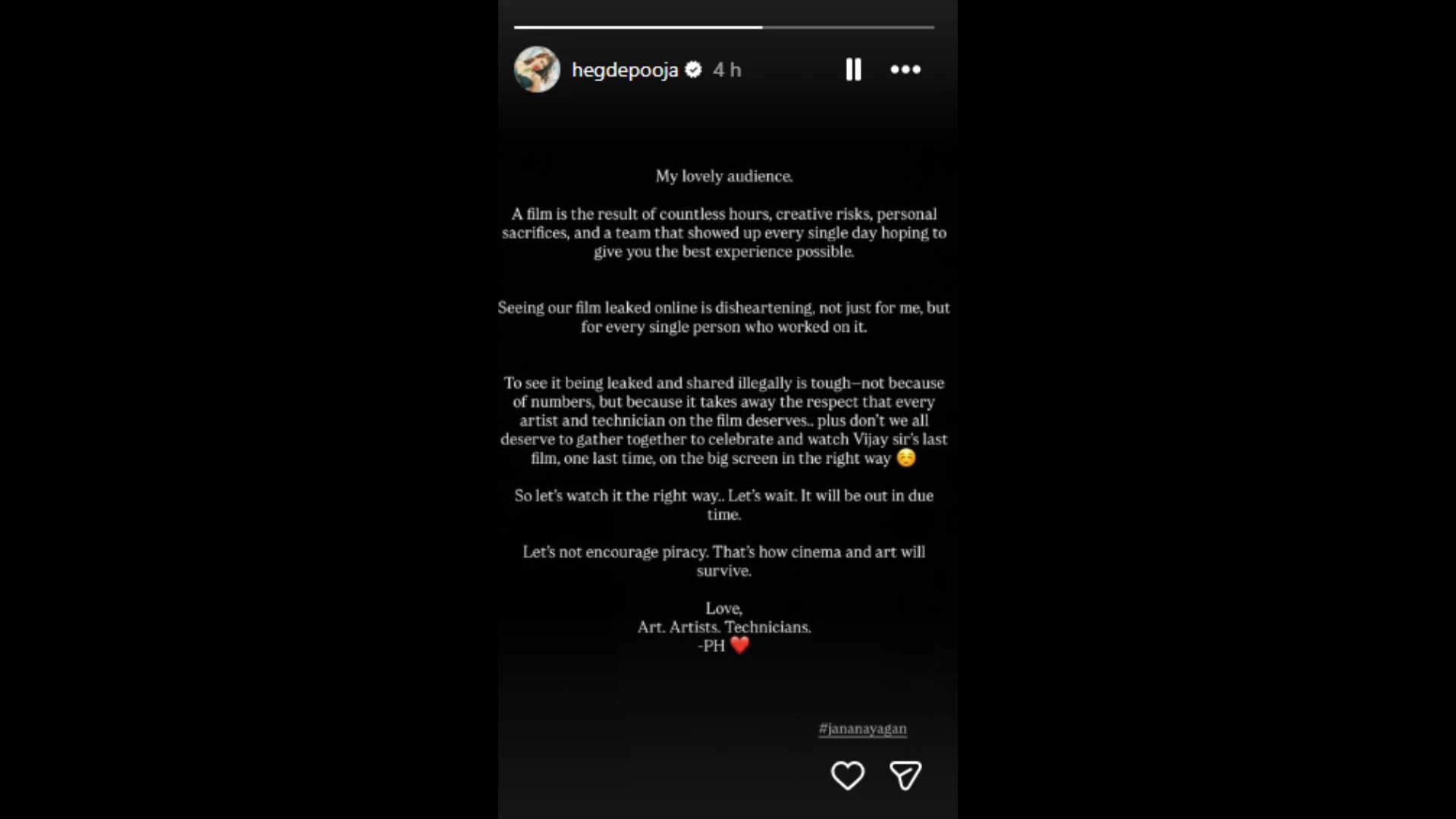 Pooja Hegde's IG post