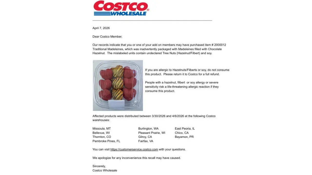 Costco bakery item recall