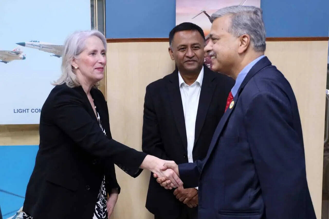 HAL chairman D K Sunil with GE VP (Sales and business development) Rita Flaherty