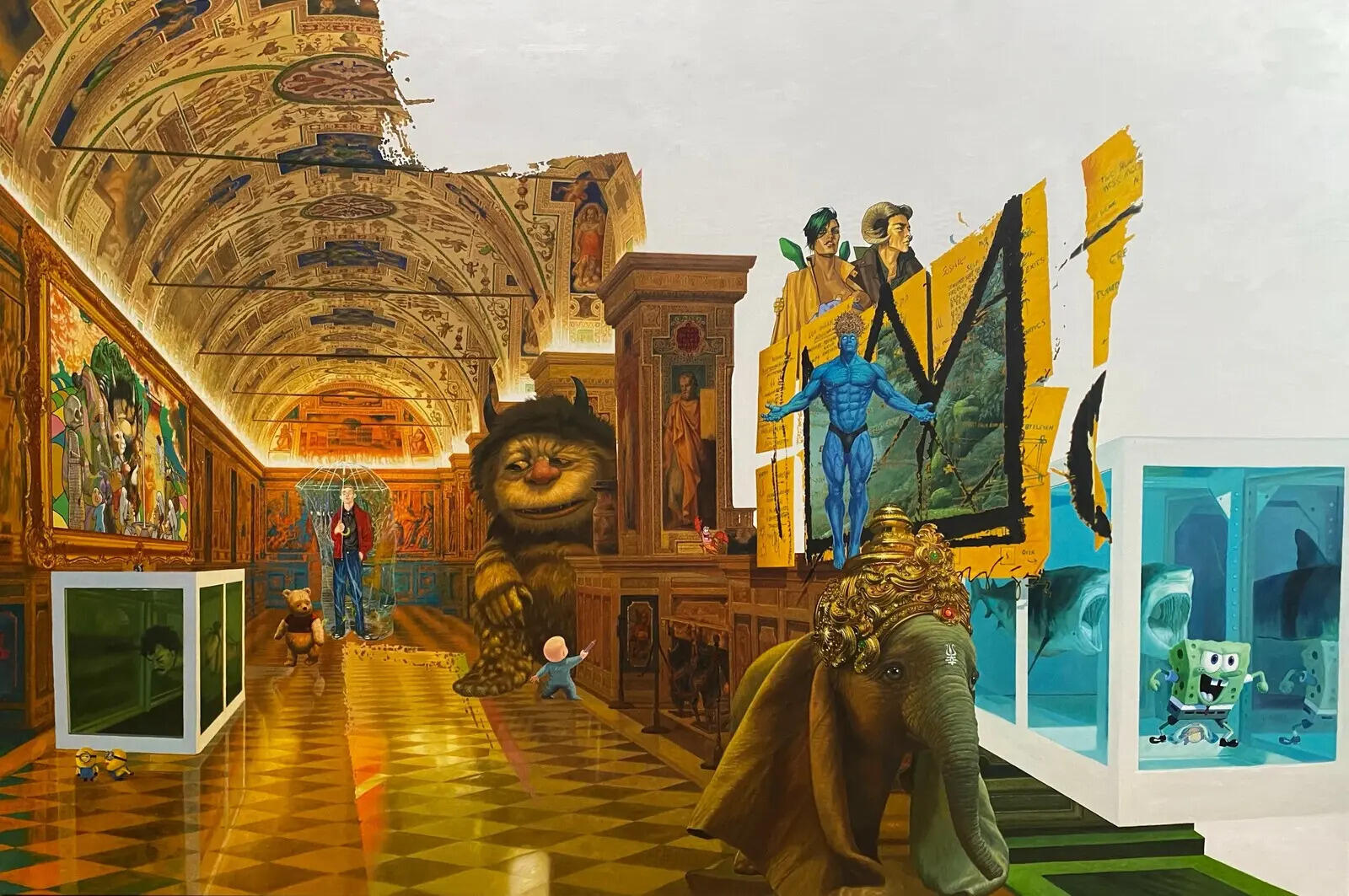 NFN Kalyan, Something Fell, 2021, Oil on canvas, 54 x 96 inches