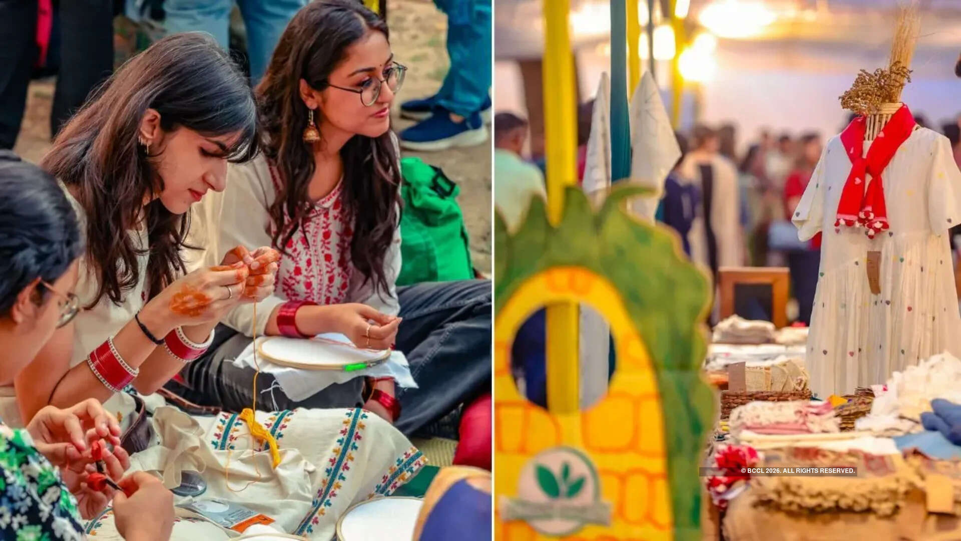 Phulkari workshops (L) brought the spirit of Baisakhi to the celebrations