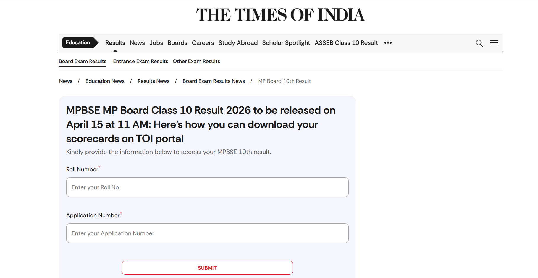 MPBSE Class 10th result 2026: Here’s how you can download scorecards from TOI portal
