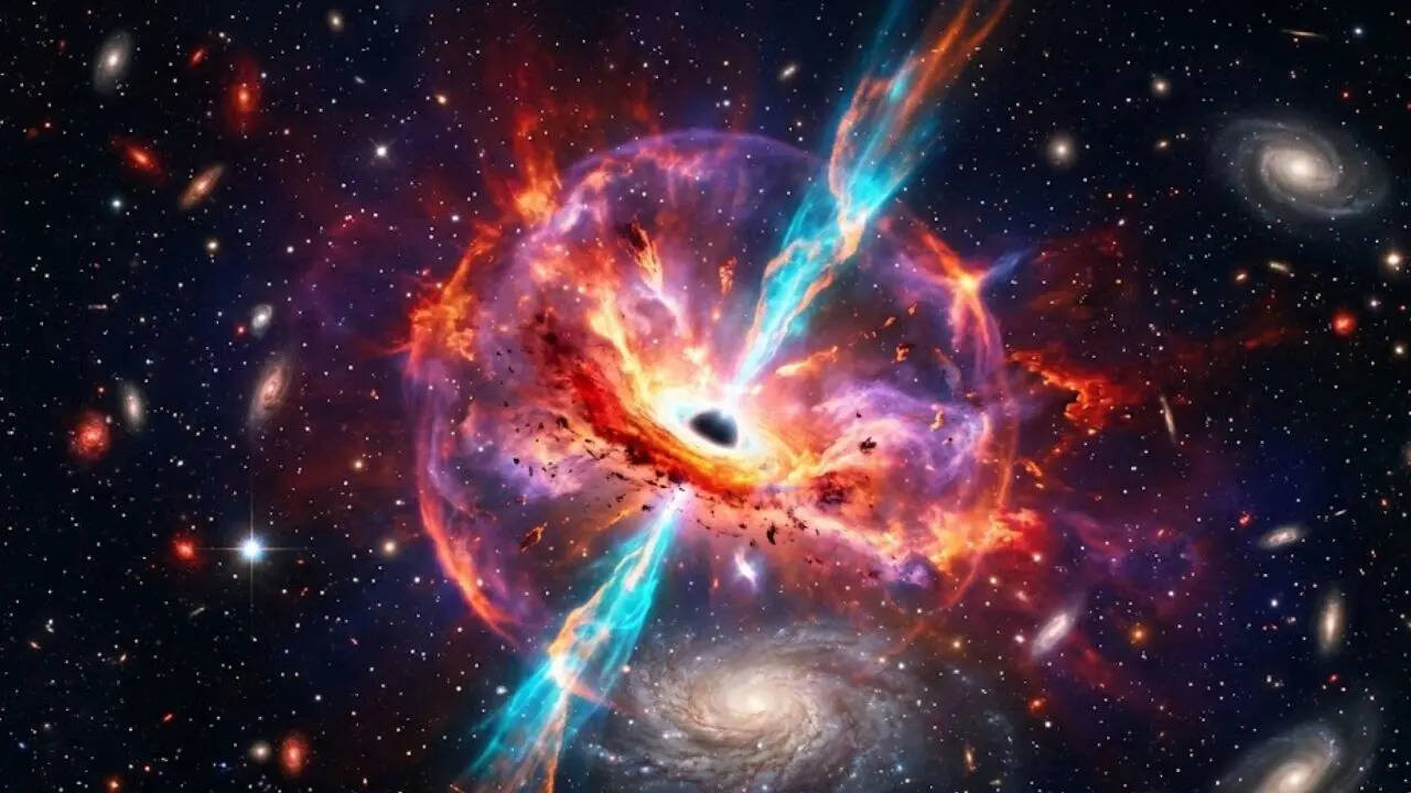 Black hole wakes after 100 million years and erupts like a cosmic volcano
