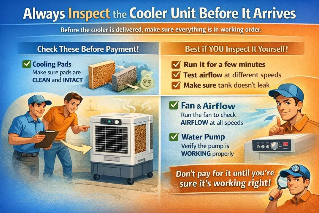 Always inspect the cooler unit before it arrives