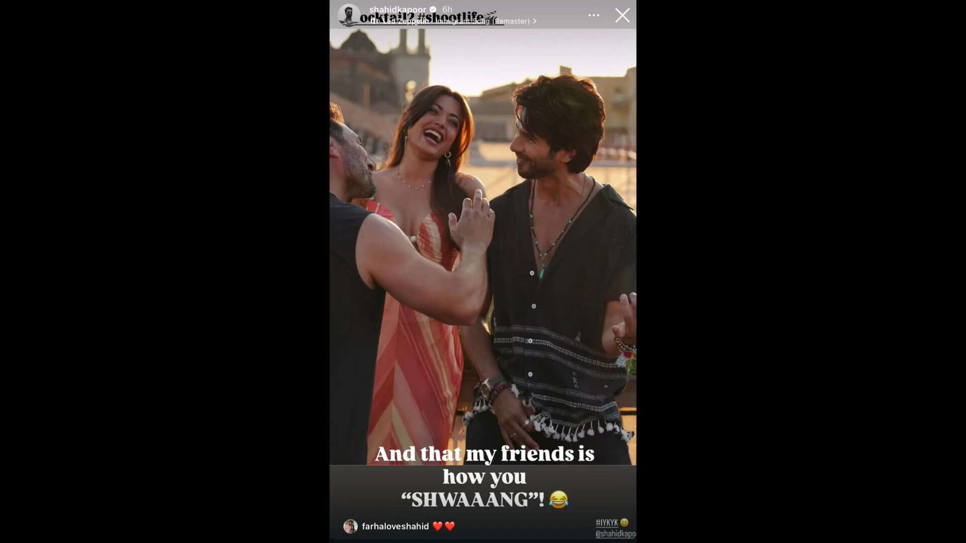 Shahid Kapoor Cocktail 2 Instagram Story (Image Credits Instagram)