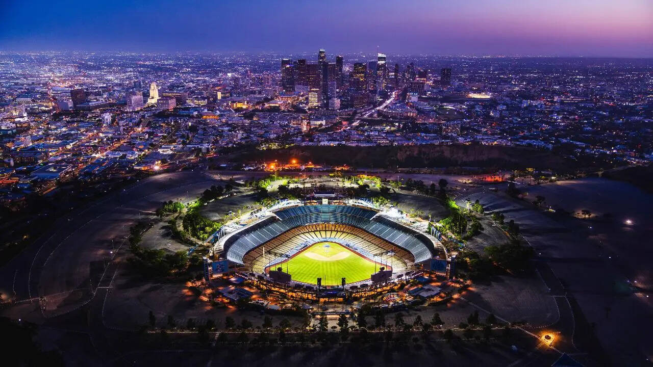 Aerial Skyline View with Dodger Stadium