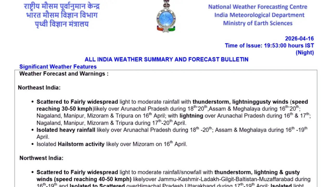 IMD weather bulletin
