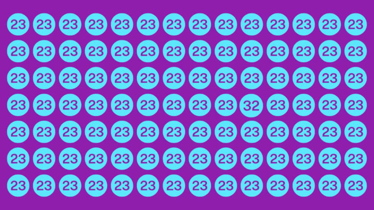 Can you find the 32 hidden among dozens of 23s? Most people can't do it in 10 seconds