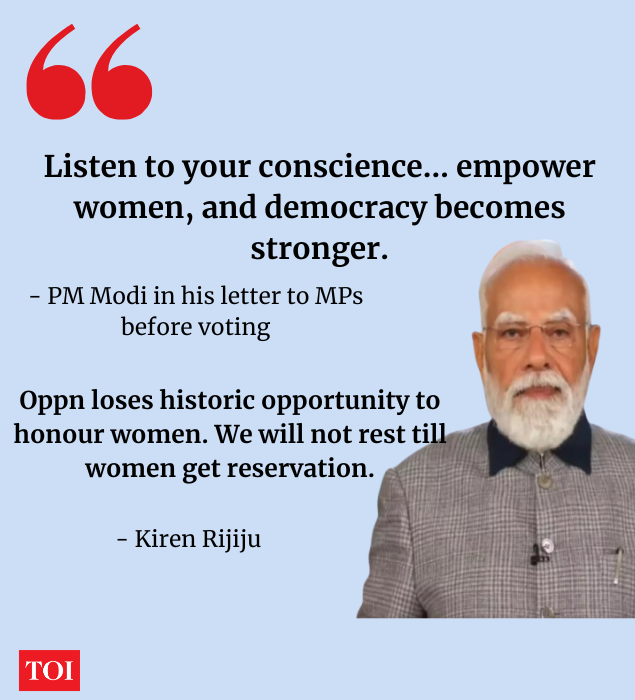 The govt on women reservation bill.