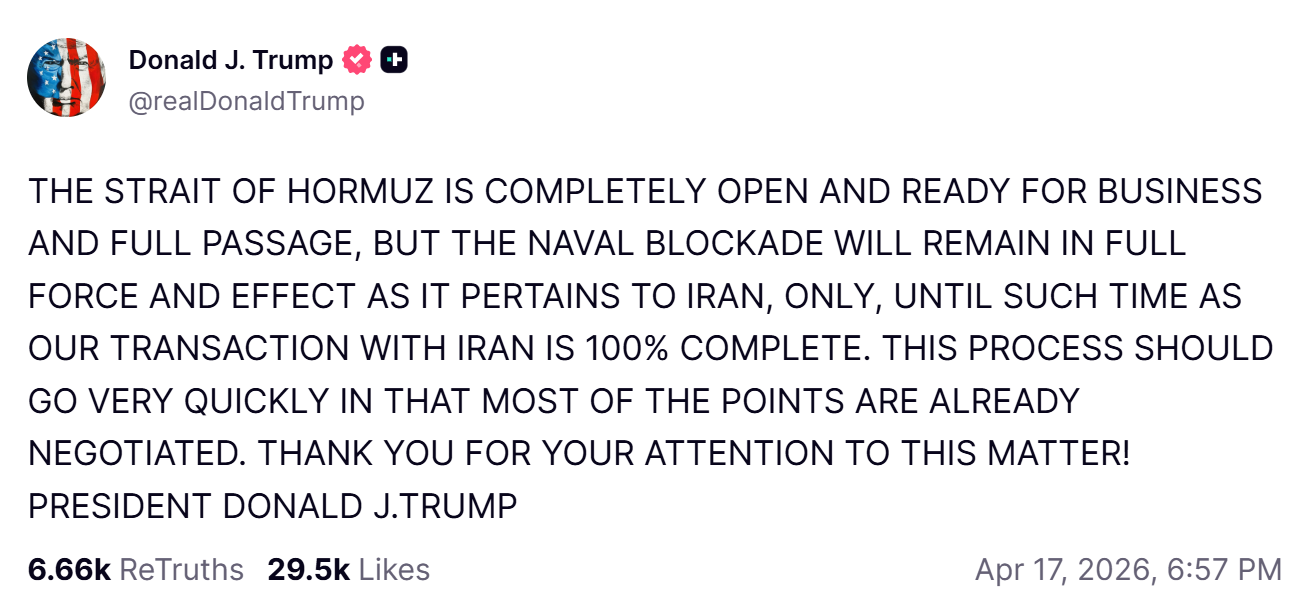 Trump Truth Social post