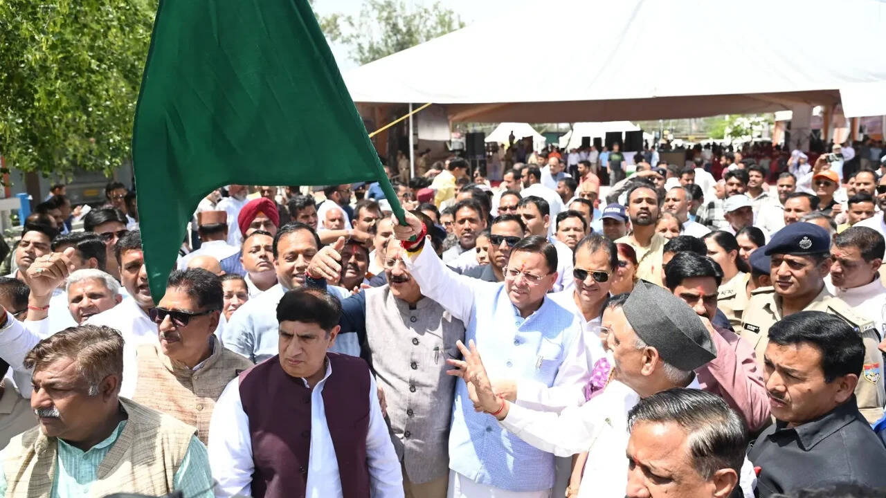 Uttarakhand CM Dhami attends Char Dham Yatra 2026 inauguration, flags off pilgrim Buses in Rishikesh