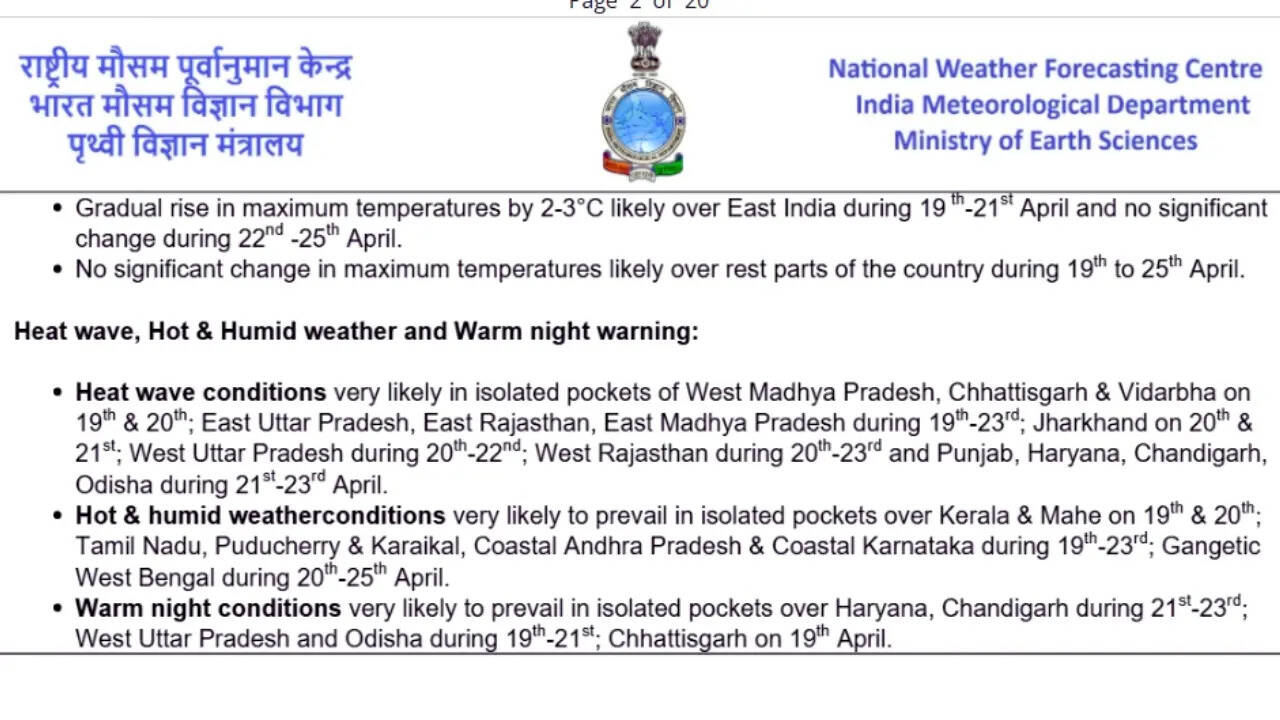 IMD forecast heatwave in India