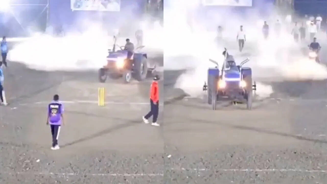 Angry over 'not invited', politician uses tractor to destroy cricket pitch