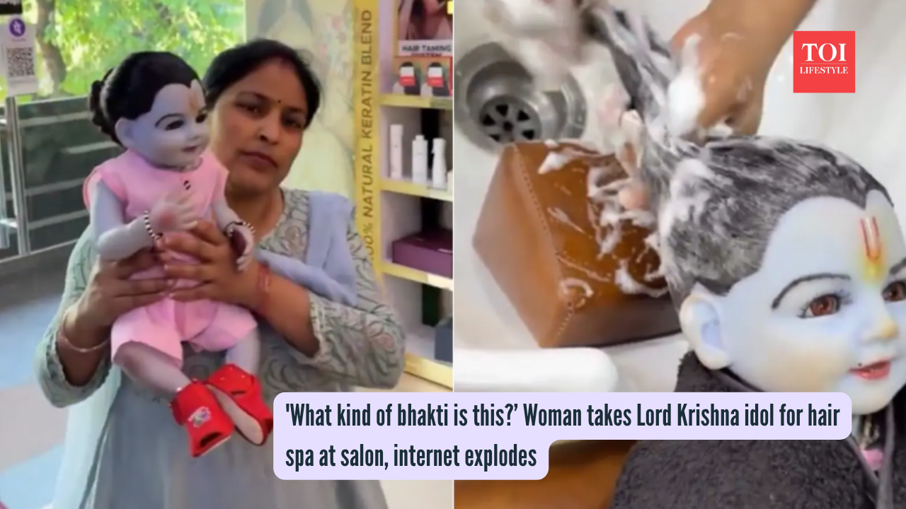 'What kind of bhakti is this' Woman takes Lord Krishna idol for hair spa at salon, internet explodes