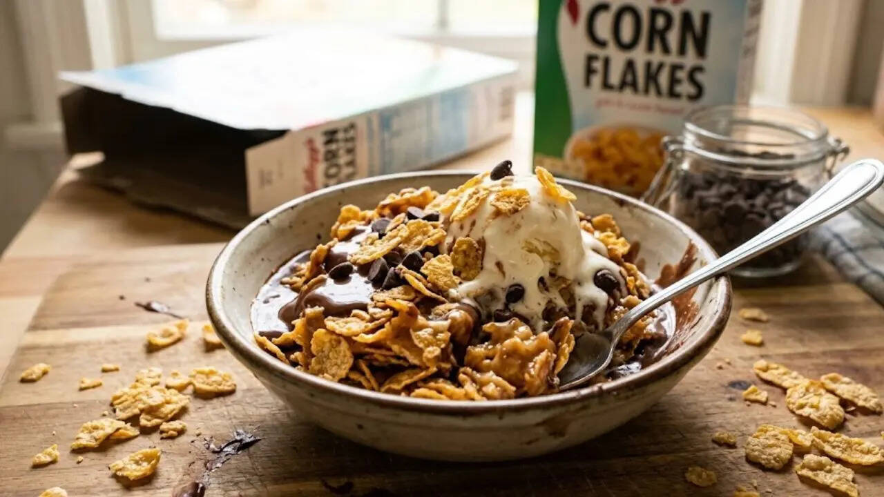 Cornflakes accidental cereal dessert creation