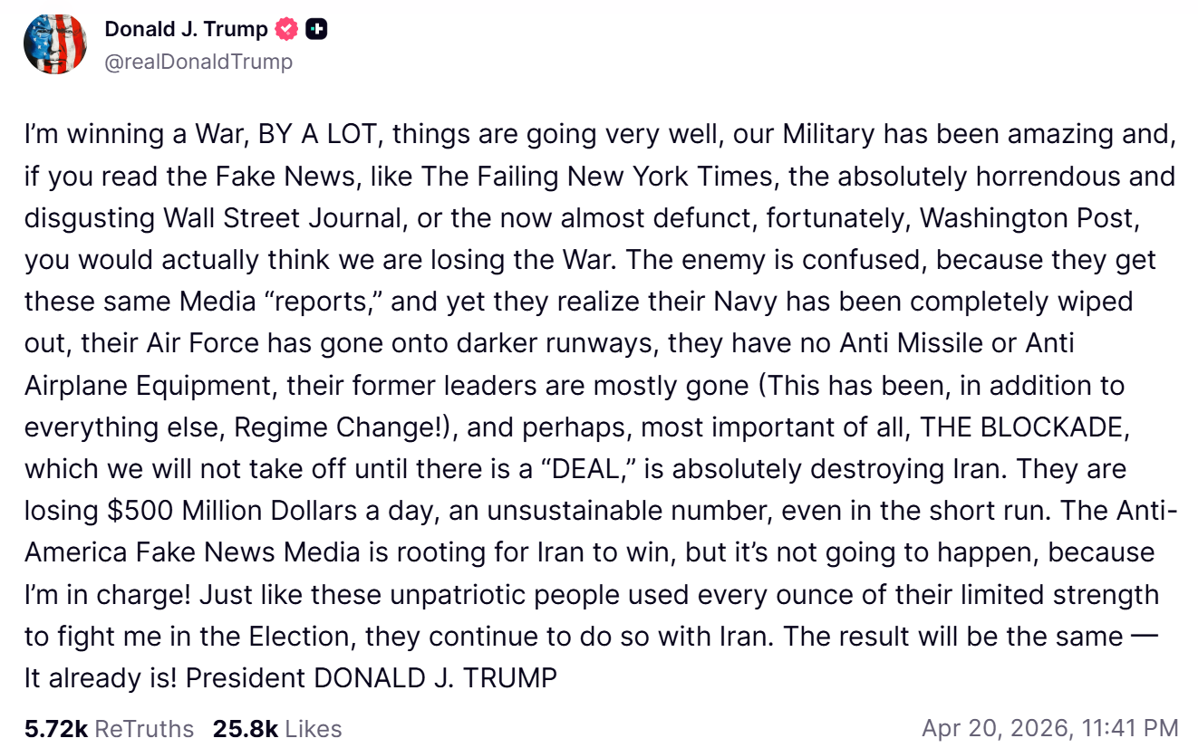 Trump Truth Social post