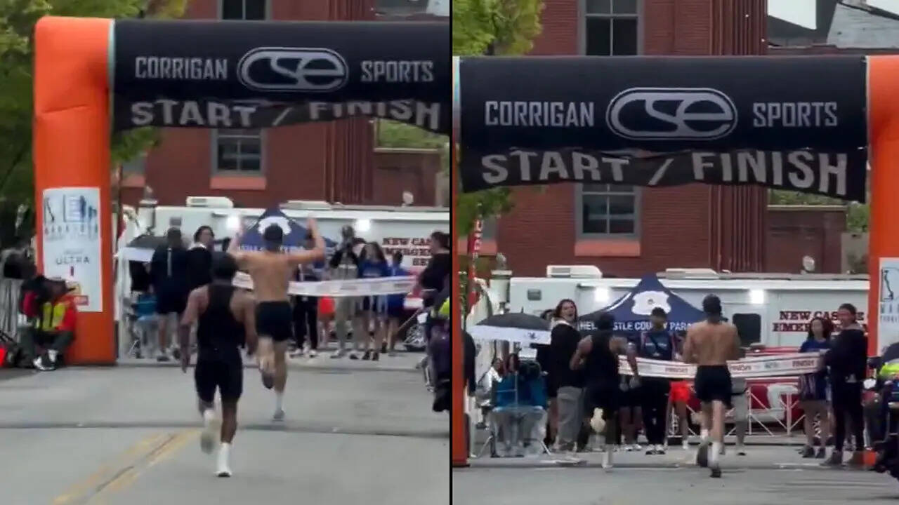 Celebrate too soon? Runner loses marathon in final seconds as rival steals win – Watch