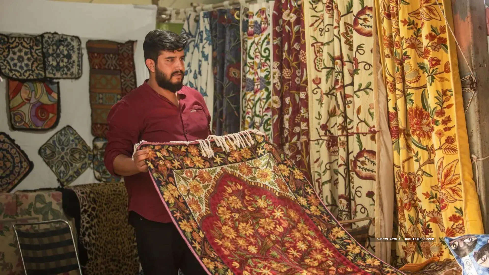 Naqeeb sells hand-embroidered carpets