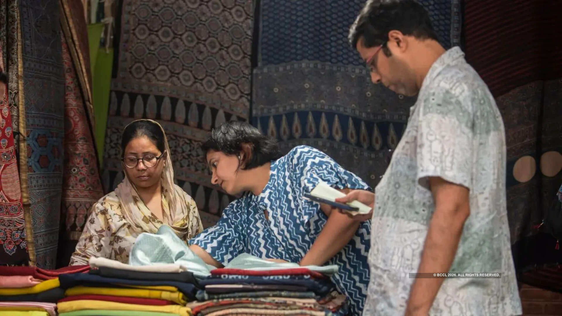 Mubeen and Sana, who sell hand-embroidered and ajrakh-print fabrics, were among the affected artisans