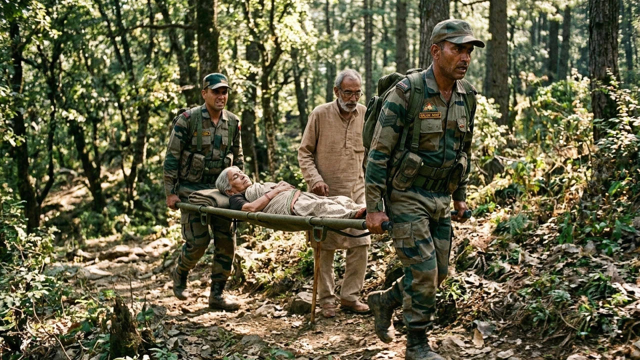Army rescues ailing woman in hilly village; carries her stretcher for 3 hours to road