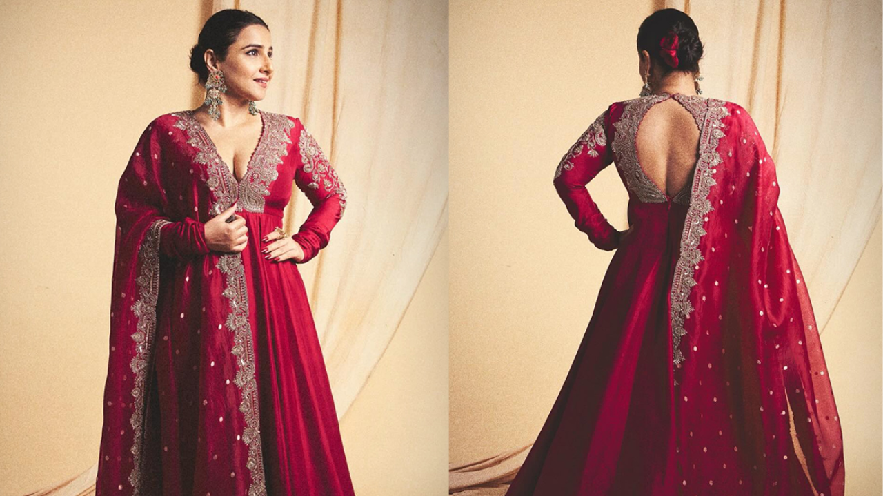 This Red Anarkali of Vidya Is Giving Bridal Energy